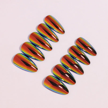 24pcs/Set Orange Chrome Press On Nails