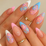24pcs/Set Color Block French Daisy Nails