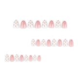 24pcs/Set Pink Polka Dot French Tip Press-On Nails