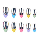 24pcs/Set Color-Block Mirror French Press On Nails