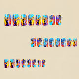 24pcs/Set Blue-Purple Abstract Vine Press-On Nails