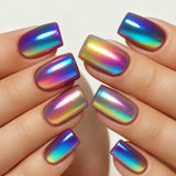 24pcs/Set Iridescent Chrome Press-On Nails