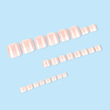24pcs/Set Pink & White Ombre Press On Toe Nails