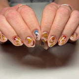 24pcs/Set Autumn Maple Leaves Press On Nails