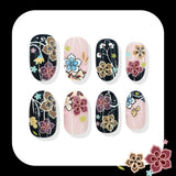 24pcs/Set Black Floral Nails Press On Nails