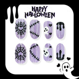 24pcs/Set Purple Heart Spiderweb Cute Ghosts Press On Nails