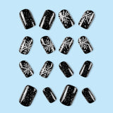 24pcs/Set Black Snowflakes Press-On Nails
