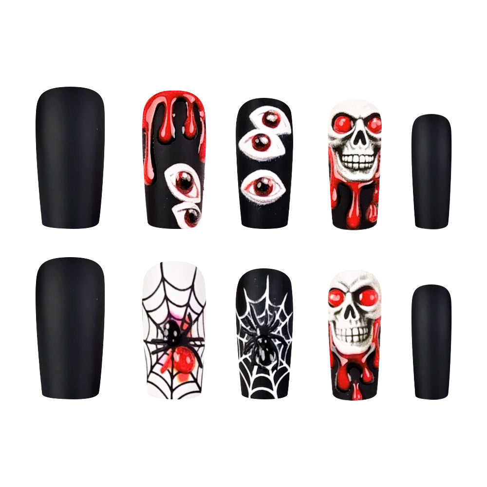 24pcs/Set 3D Bloody Skull Press-On Nails