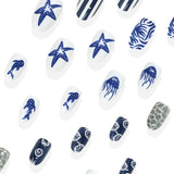 24pcs/Set Ocean Coral Wave Pattern Press-On Nails