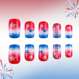 24pcs/Set Independence Day Flag Gradient Glitter Press-On Nails
