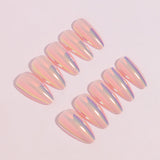 24pcs/Set Pink Chrome Press On Nails