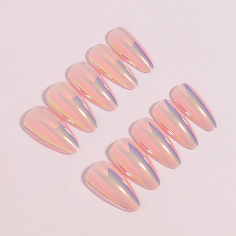 24pcs/Set Pink Chrome Press On Nails