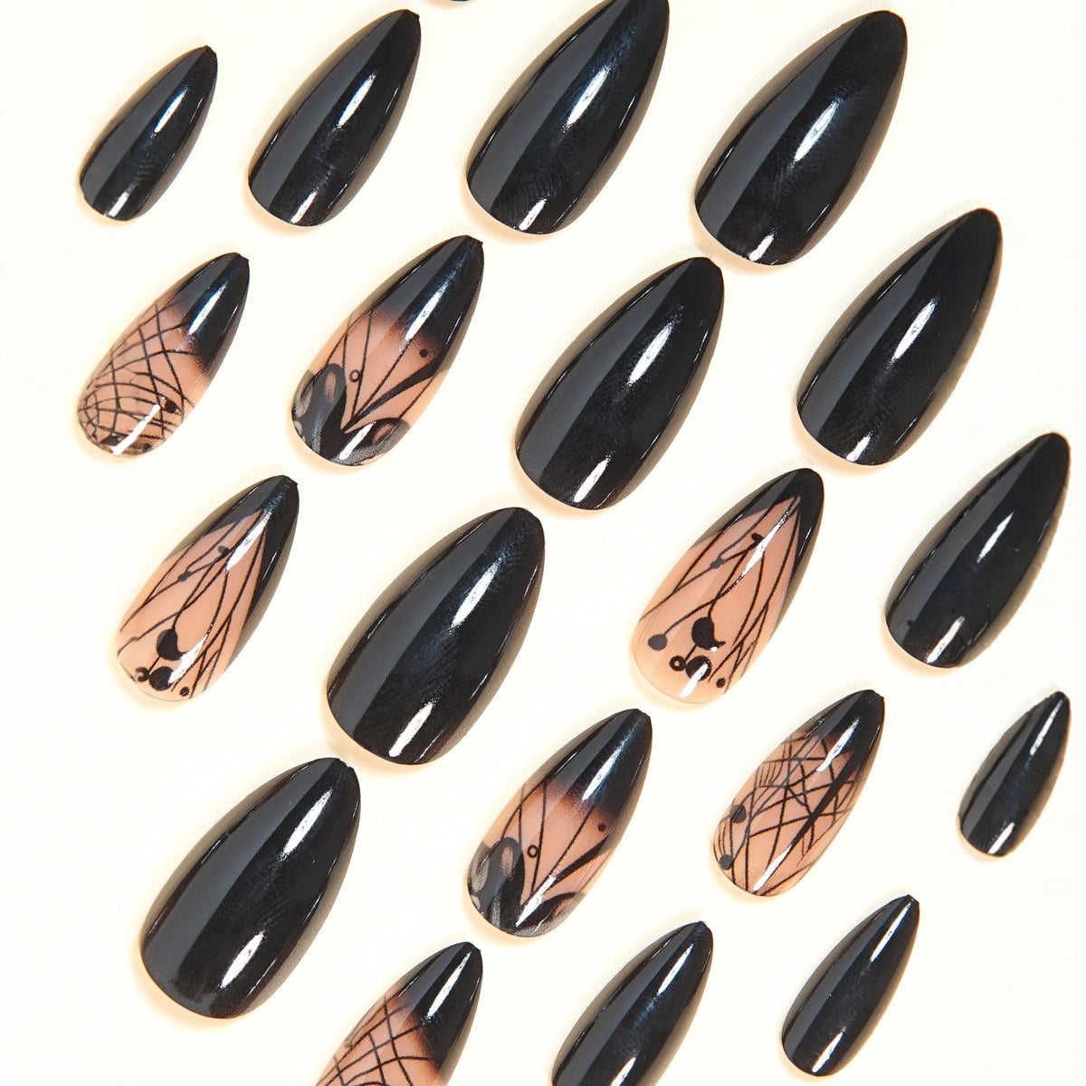 24pcs/Set Dark Gradient Butterfly Press-On Nails