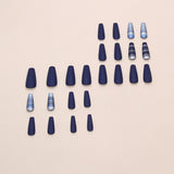 24pcs/Set Matte Blue Plaid Press On Nails