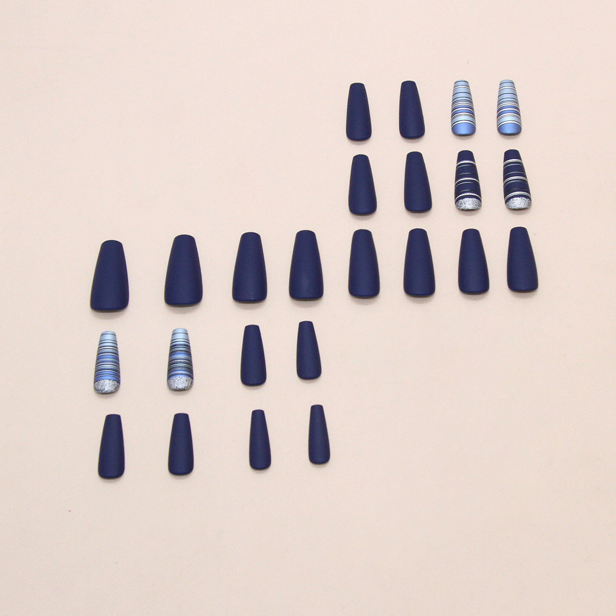 24pcs/Set Matte Blue Plaid Press On Nails