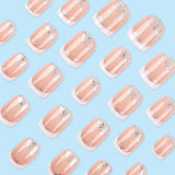 24pcs/Set Silver Glitter French Tip Press-On Nails