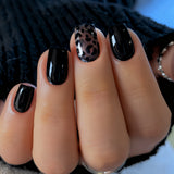 24pcs/Set Black Leopard Press On Nails