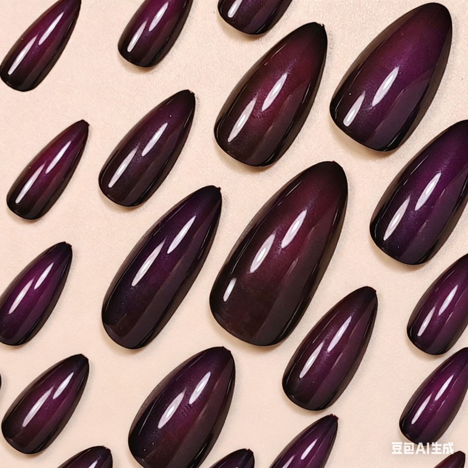 24pcs/Set Purple Ombre Press-On Nails
