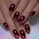 24pcs/Set Fuchsia Chrome Press-On Nails