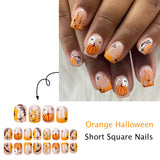 24pcs/Set Gradient Pumpkin Ghost Press On Nails