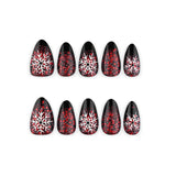 30pcs/Set Red & Black Ombre Snowflakes Press-On Nails