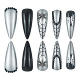 24pcs/Set Silver Spider Press-On Nails