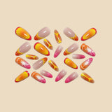 24pcs/Set 3D Orange & Pink Gradient Fruit Press-On Nails