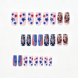 24pcs/Set Denim Girl with Stars and Stripes Press-On Nails