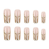 24pcs/Set 3D Gold Line Design Press-On Nails
