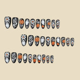 24pcs/Set Black Daisy Ghost Pumpkin Press On Nails