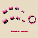 24pcs/Set Black & Pink Ombre French Tip Press-On Nails
