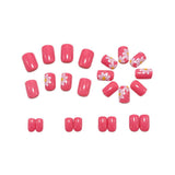 24pcs/Set Fuchsia Daisy Press-On Nails