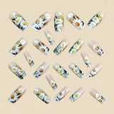 24pcs/Set Nude Daisy Press-On Nails
