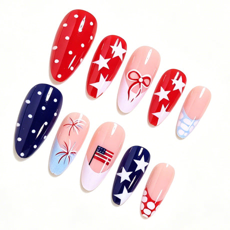 24pcs/Set White Polka Dot Tortoiseshell French Tips Press-On Nails