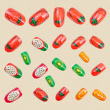 24pcs/Set Strawberry & Kiwi Press-On Nails