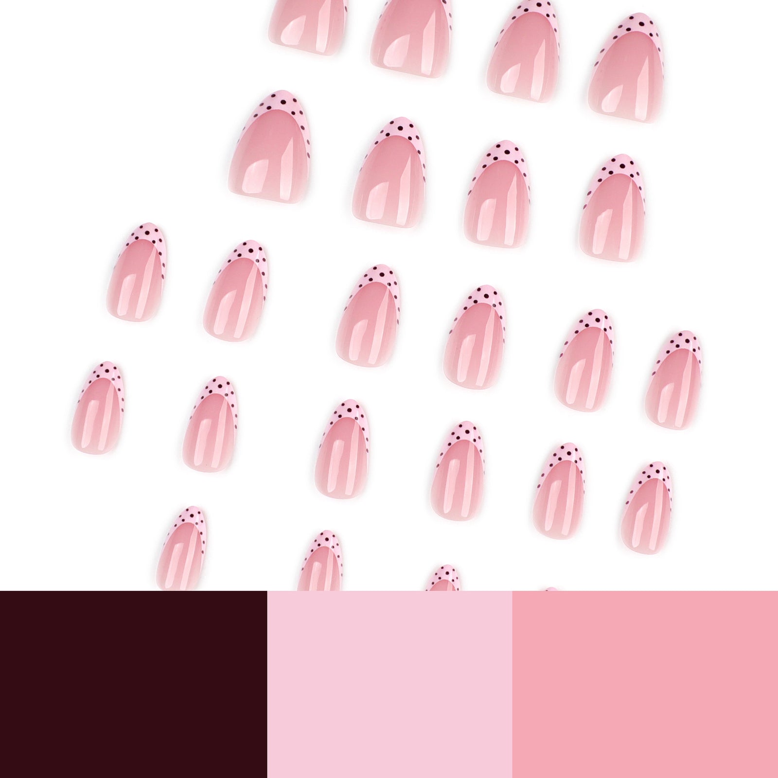 24pcs/Set Polka Dot French Tip Press-On Nails