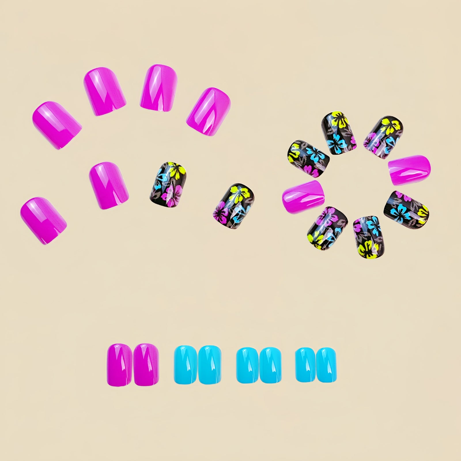 24pcs/Set Soft Pink Floral Nails Press-On Nails