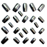 24pcs/Set Gray Chrome Glitter Press-On Nails