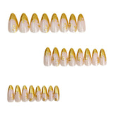 24pcs/Set 3D Embossed Gold Foil Floral French Press-On Nails