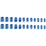 24pcs/Set Glitter Heart Blue Press-On Nails