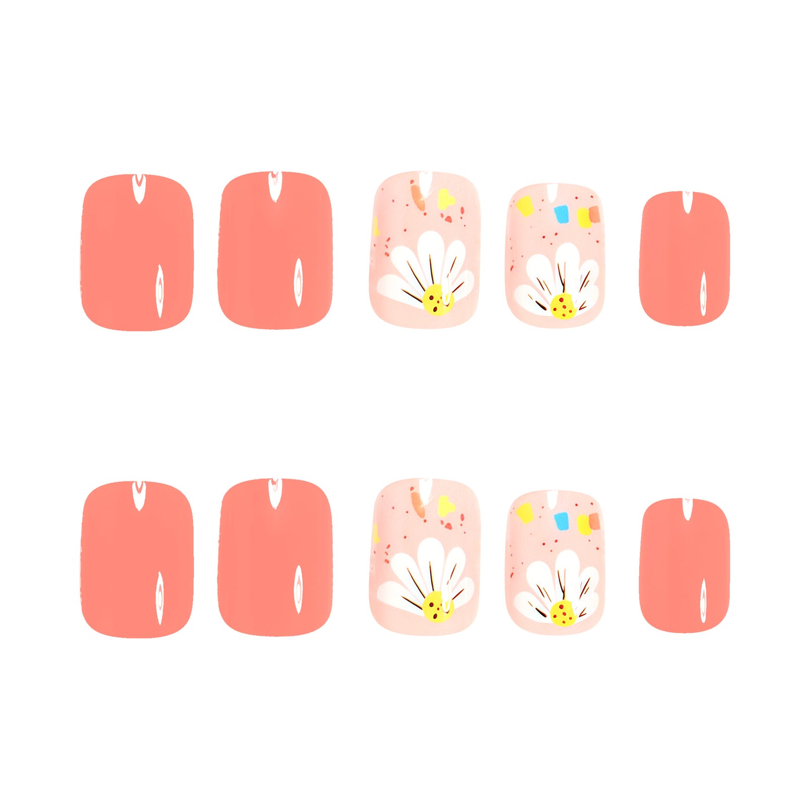 24pcs/Set White Floral Press-On Nails
