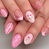 24pcs/Set Strawberry Tulip French Press On Nails