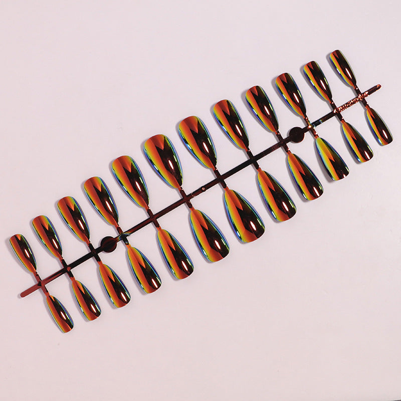 24pcs/Set Orange Chrome Press On Nails