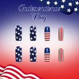 24pcs/Set American Flag Glitter Stripes & Stars Press-On Nails
