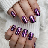 24pcs/Set Purple Christmas Press On Nails