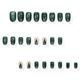 24pcs/Set Green Cat Eye Christmas Tree Press On Nails