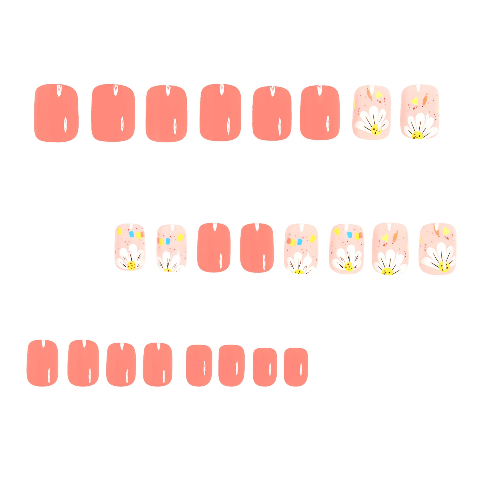 24pcs/Set White Floral Press-On Nails
