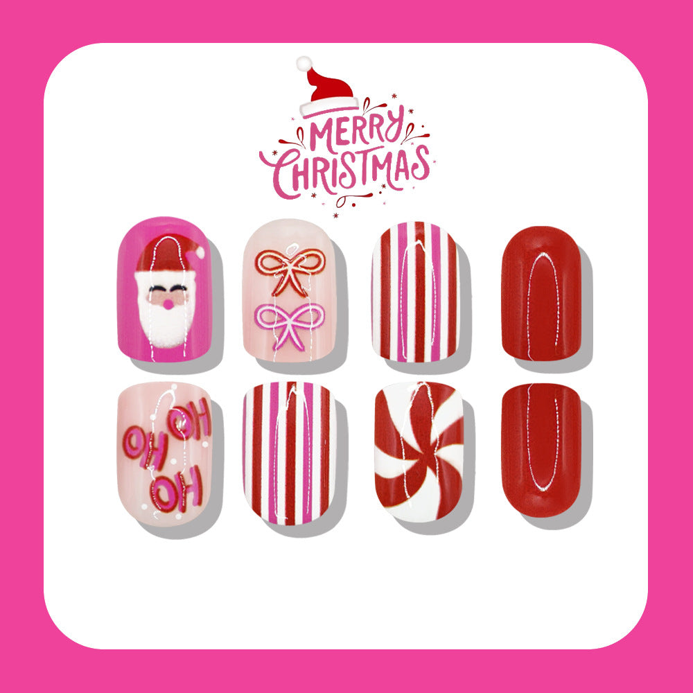 24pcs/Set Spiral Stripe Bow Press On Nails