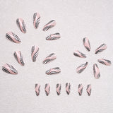 24pcs/Set Black & White Stripes and Polka DotsPress-On Nails