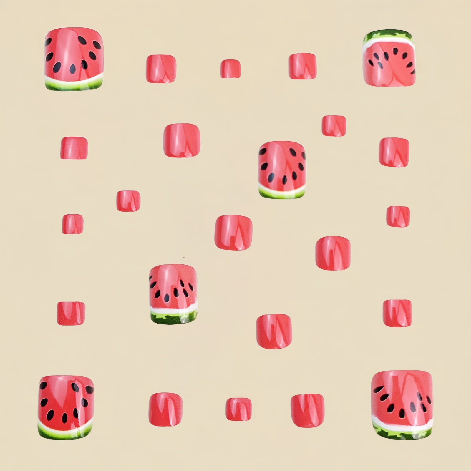 24pcs/Set Red Watermelon Press-On Nails
